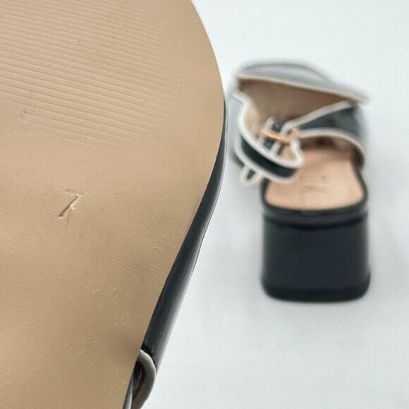 YDN Black Square Toe Block Low Heels Slingback Formal Loafer Dressy Shoes Office - Picture 6 of 8